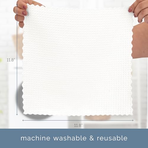 AURA 30 Pack Microfiber Cleaning Cloth with Box, Bulk Towels for Home, Reusable Microfiber Towels for Cars, Cleaning Rags, White Honeycomb, 260gsm, 11.8 Inches x 11.8 Inches, 30 Count