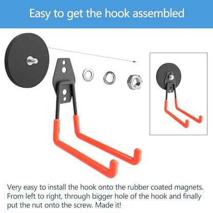 Heavy Duty Large Magnetic Hooks, Strong Magnet Hooks for Garden Tools,Hose,Straps,Steel Pegboard,Workshop,Anti-Scratch Extra Strong Magnetic Hook,Magnetic Cable and Tool Holder(2 Pack) - style: Large L/2 pack 26-130lbs
