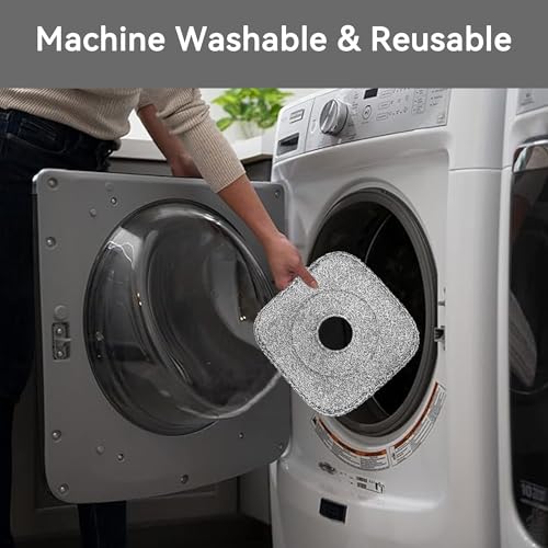 4 Pack Square Reusable Microfiber Mop Pads Fit for True & Tidy Spin Mop, Machine Washable Refill, Super Absorbent and Durable for Deep Cleaning, 9x9 Inch
