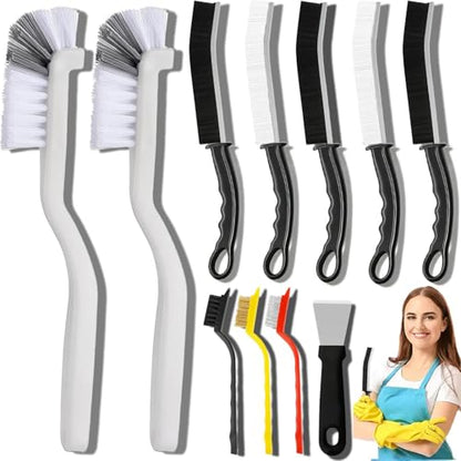 11Pcs Crevice Cleaning Brush Set, Grout Cleaner Brush for Deep Cleaning Gap, Hard Bristle Scrub Brushes Tools, Cleaning Supplies for Household Use, Bathroom, Kitchen, Toilet, Window