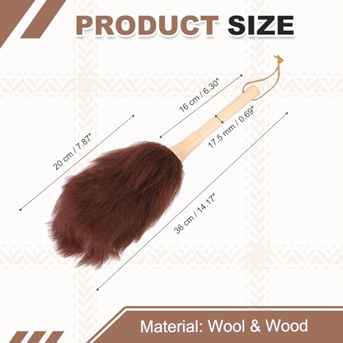 uxcell Wool Duster, 14.2" Natural Feather Cleaner Household Cleaning Duster with Solid Wooden Handle for Cleaning Fans Window Blinds Shelves Furniture, Coffee - color: Coffee, size: 14.2"