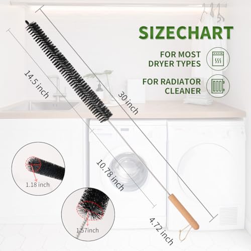 2 Pack Refrigerator Coil Cleaning Brush - 30 Inch Long Handle Dryer Lint Brush Vent Cleaner for Household Use, Duct Remover, Crevice Cleaning Brush, Washing Machine Cleaning Tools - size: 2 Pack