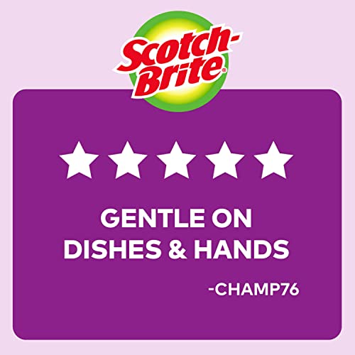 Scotch-Brite Gentle Clean Delicate Scrub Sponges, for Washing Dishes and Cleaning Kitchen, 3 Scrub Sponges (Pack of 2)