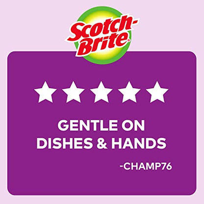 Scotch-Brite Gentle Clean Delicate Scrub Sponges, for Washing Dishes and Cleaning Kitchen, 3 Scrub Sponges (Pack of 2)