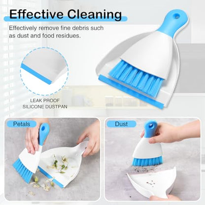 NACENA Mini Dustpan and Brush Set 2 Pack, Small Broom and Dustpan Set Dust Pan and Mini Hand Broom Dustpan and Broom Combo Compact for Home Table Keyboards Sofa Kitchen, Dark & Blue - color: Dark Blue, size: 2 packs