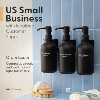 MAISONOVO Adhesive Soap Holder | Shampoo Bottle Holder Set of 2 - Silver | Soap Bottle Holder | Wall Mounted Soap Holder | Soap Dispenser Holder - color: Soap Dispenser Mount Set of 2 | Silver