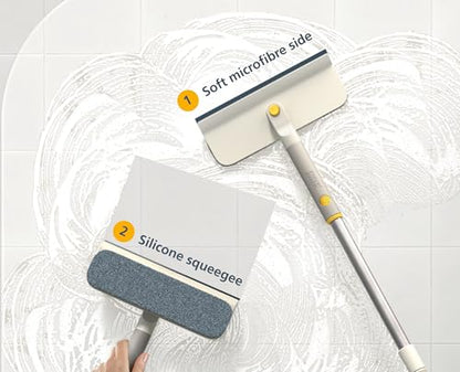 Joseph Joseph CleanTech 2-in-1 Glass Cleaner Shower Squeegee with Washable Microfiber Pad and Space-Saving Foldable Handle - style: Squeegee