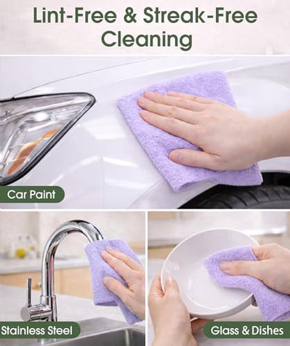 Microfiber Cleaning Cloth Roll - 100 Pack Tear Away Microfiber Paper Towels, Reusable, Washable, Scratch-Free, Kitchen Towels for Car, Home, Kitchen, Glass, Dishes (Light Purple) - color: Lightpurple