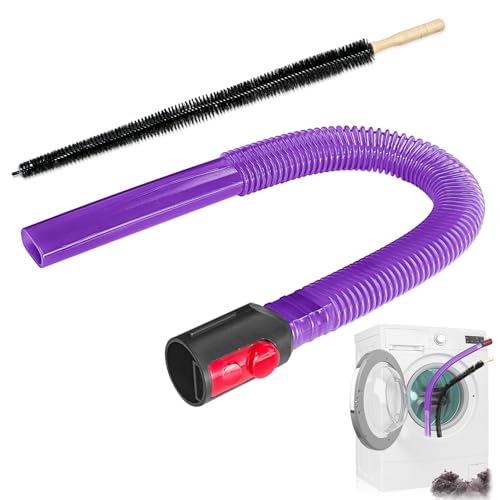 2 Pieces Dryer Vent Cleaner Kit, Universal Vacuum Attachment with Flexible Lint Brush & Vacuum Hose, Fits Most Vacuums for Dryer Lint Removal, Fire Prevention, Home Appliance Cleaning