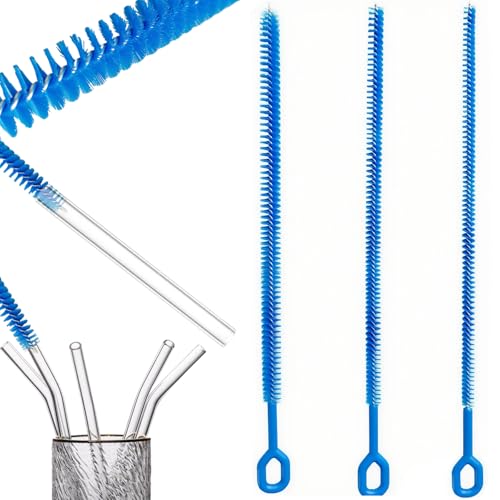 3-Pack Multi-Size 12.6”Long Straw Cleaner Brush for Stanley Cup, Extra Long Reusable Straw Brush for Tumbler, Metal, Silicone, Glass Straws for Baby Bottles, Sippy Cups, Yeti, Pipe Cleaner for Tube