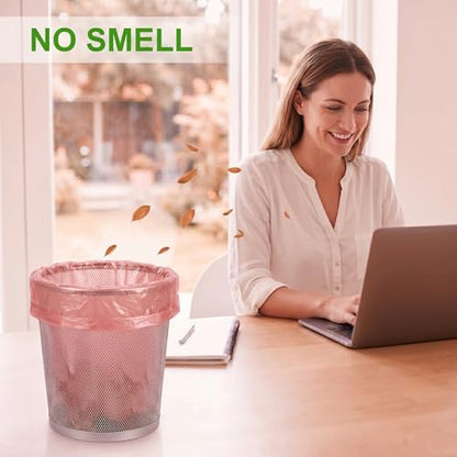 Small Trash Bags 2.6 Gallon (Fits 1.6-3 Gal), Pink Semi-Transparent Garbage Can Liners, Mini Wastebasket Plastic Bag for Bathroom, Bedroom, Car, 100 Count (5 Rolls) - color: Pink