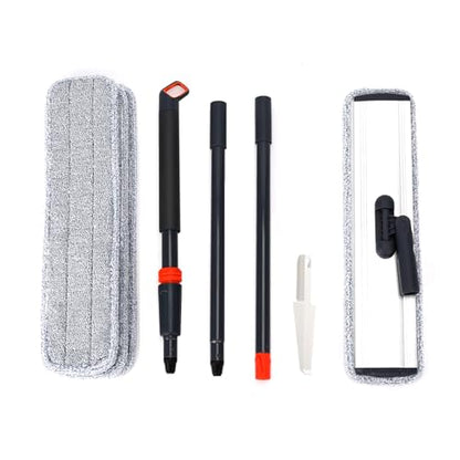 18 Professional Microfiber Mop Large Flat Mops for Floor Cleaning 4 Reusable Washable mop Pads Hardwood Cleaning System Wet and Dust Mop with 61in Long Stainless Steel Handle - size: 18 inches