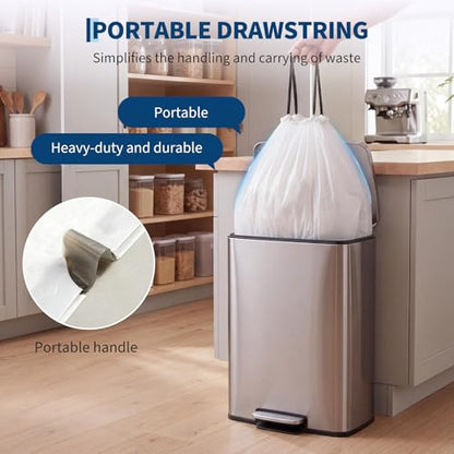 Garvee Trash Bags 50L (13 Gallon) with Drawstring, Heavy Duty Garbage Bags HDPE Puncture Resistant Leak Proof, 40 Count 1 Roll, 66 * 74cm (26” x 29”) Kitchen Trash Bags for Home Office - size: 40 Count (Pack of 1)