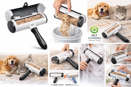 Pet Hair Remover, Lint Roller for Furniture, Carpet, Sofa & Clothes