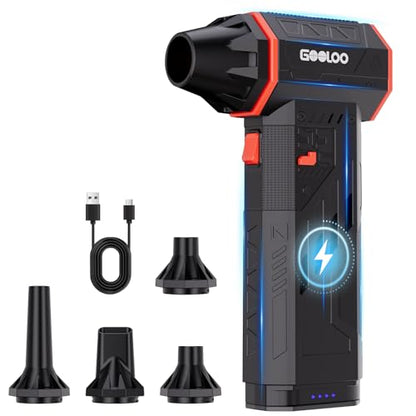 GOOLOO F5S Compressed Air Duster,180000RPM Super Power Cordless Air Blower, Rechargeable Electric Air Duster with Brushless Motor, 3-Speed Adjustable Dust Blower for PC Keyboard, Car, Home, Outdoor - size: Single Battery-F5S