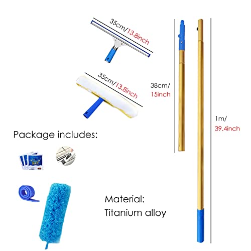 Window Washing Kit with Extendable Pole, Professional Window Cleaning Tool & Squeegee for Home, Commercial, and Hotel Use (1.4m/55inch/4.6ft) - size: Length 1.4m/55inch/4.6ft