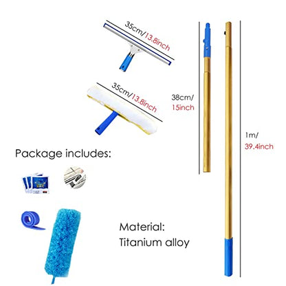 Window Washing Kit with Extendable Pole, Professional Window Cleaning Tool & Squeegee for Home, Commercial, and Hotel Use (1.4m/55inch/4.6ft) - size: Length 1.4m/55inch/4.6ft