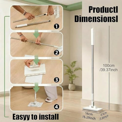 Wall Cleaner Mop for Hard-to-Reach Areas | Zero-Touch Cloth Changing | 39" Extendable Handle 360° Swivel Head Multi-Surface Dust Mop for Bathroom Wall Floor Gap Cleaning (1 mini mop+5 Cloths) - size: 1 mini mop+5 cloths