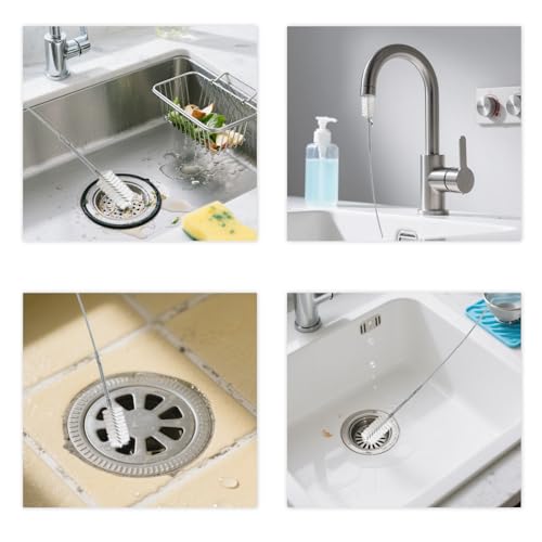 4 Pcs Extra Long Pipe Tube Cleaner Flexible Flexible Drain Brush with Soft Nylon Bristles Head Long Pipe Cleaners Fridge Drain Pipe Dredging Tool Drinking Straw Cleaner Brush 1m/39in