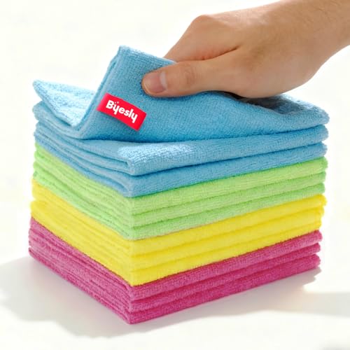 12-Pack Microfiber Cleaning Cloth, 11.5x11.5 Microfiber Towels for Cars, Dishes & House, For Detailers, Chefs & Efficient Home | Scratch-Free, Lint-Free, Ultra Absorbent(Green/Blue/Yellow/Pink) - color: Green/Blue/Yellow/Pink