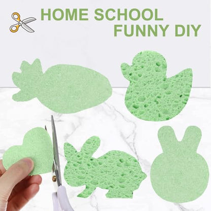 Zhengmy 100 Pieces Sponges Bulk Sponges Kitchen Compressed Sponge Natural Dish Sponge Compressed Wood Pulp Cleaning Without Scratching for Kitchen Bathroom, 3.9 x 2.4 x 0.12 Inch (Green) - color: Green