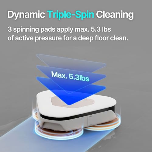 EVERYBOT 2026 NEW Three-Spin Slim Robot Mop, 3.27” Ultra Slim & 43dB Ultra Quiet, Upgraded Mop Pads for Powerful & Deep Clean, 200min Runtime, 6-Cleaning Modes, Smart Water Supply System, No APP/WiFi