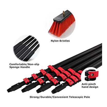 Water Fed Pole Kit, 11-35ft Length Water Fed Brush, Aluminum Outdoor Window Cleaner W/ 17ft Hose, Cleaning and Washing Tool for Window Glass, Solar Panel, 7.2M/23.6Ft - size: 7.2M/23.6Ft