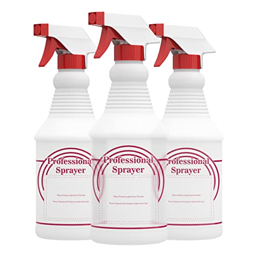 Houseables Empty Spray Bottles for Cleaning Solutions, 24 Oz Plastic Refillable Sprayer, 3-PK, Heavy Duty All Purpose Water Mist, Adjustable Nozzle, Leak Proof