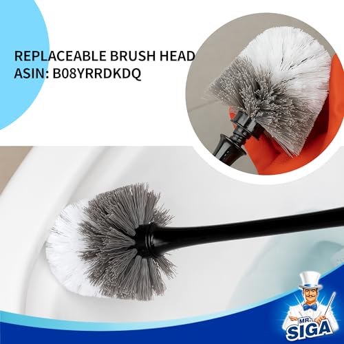 MR.SIGA Toilet Plunger and Bowl Brush with Holder, Heavy Duty Toilet Brush and Plunger Set for Bathroom Cleaning, Black, 1 Set - color: Black