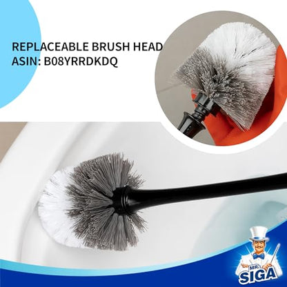 MR.SIGA Toilet Plunger and Bowl Brush with Holder, Heavy Duty Toilet Brush and Plunger Set for Bathroom Cleaning, Black, 1 Set - color: Black