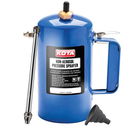 LAUCO Non Aerosol Pressure Sprayer - Refillable Pressurized Sprayer Bottle for Oil, Solvent, Degreasers, Lubricants - Rechargeable Steel Canister with Brass Nozzles, 32oz. (1, Blue) 69533 - color: Blue