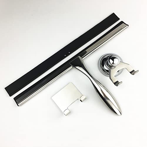3pcs Shower Squeegee Stainless Steel Suction Cup Holder for Glass Tile Mirror Cleaning