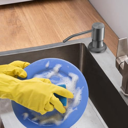 Soap Dispenser for Kitchen Sink, Built in Sink Soap Dispenser Lotion Dispenser with 17 OZ Bottle, Refill from The Top Bar Sink Soap Dispenser, Gray - color: Gray 01, size: Comes with 17 OZ Bottle