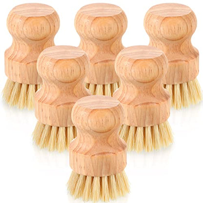 Nuenen 50 Packs Bamboo Dish Scrub Brushes Wooden Scrubbers Set Kitchen Dishwashing Scrubber with Natural Sisal Bristles for Iron Pot Pan Sink(Sisal) - size: Sisal
