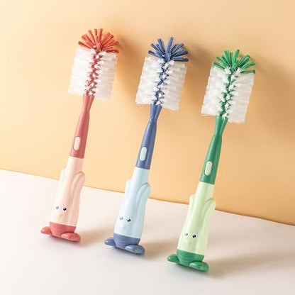 Chemimoso Cup Cleaning Brush, Silicone Baby Bottle Brush with Stand, Large Handle Water Bottle Brush Cleaner Set, with a Tiny Cup Lid Gap Cleaning Brushes Kit, Pawprint, Green - color: Green 3
