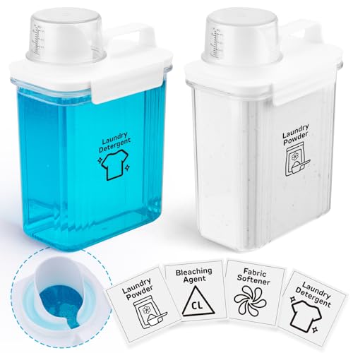 Laundry Detergent Dispenser-2 Pack, 70 oz Detergent Dispenser with 4 Removable Labels, Laundry Soap Dispenser for Laundry Room Organization and Storage, BPA Free & PET Plastic Clear - size: 70 oz