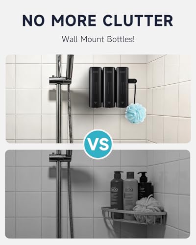 AIKE 3 Chambers Shower Shampoo and Conditioner Dispenser 3 x 11.8 fl.oz. for Bathroom(Black) - color: Black, size: Triple Chamber