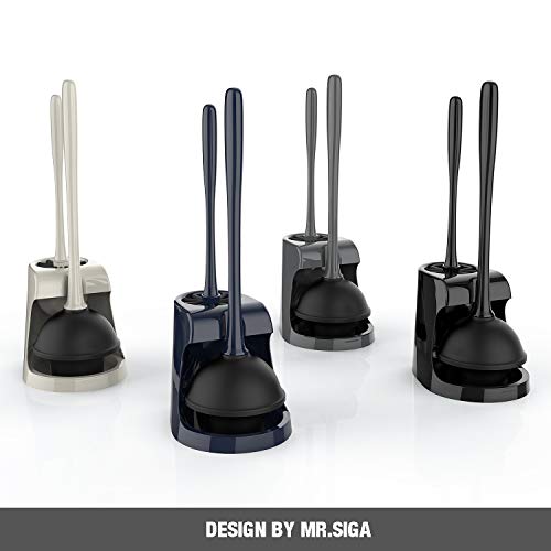 MR.SIGA Toilet Plunger and Bowl Brush Combo for Bathroom Cleaning, Black, 2 Sets - color: Black