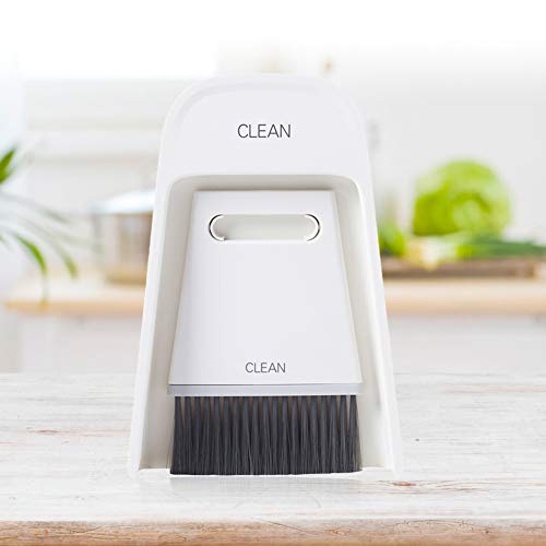 Mini Dustpan and Brush Set, Portable Snap on Design Desktop Cleaning Brush Handheld Crumb Sweeper for Sofa Car Kitchen (Gray White) - color: Gray White
