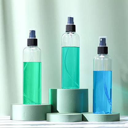 Eccliy 64 Pcs 8 oz Spray Bottles Fine Mist Cleaning Bottles Clear Empty Plastic Travel Sprayer Refillable Sprayer with Cap for Cleaning Solutions Oils Travel Perfumes(Black) - color: Black