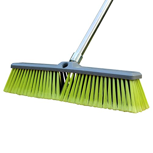 18" Push Broom with 47" Long Handle, Multi-Surface Floor Scrub Brush for Cleaning Deck, Patio, Garage, Driveway - size: 18" Push Broom + 47" Handle