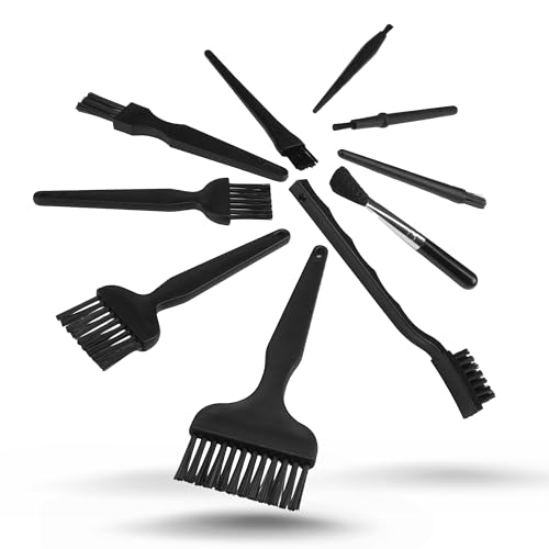 Electronics, Computers, 3D Printers, Tool Cleaning Kit - Set of 10 Brushes ESD (Electrostatic Discharge) with EVA case - Black Zipper