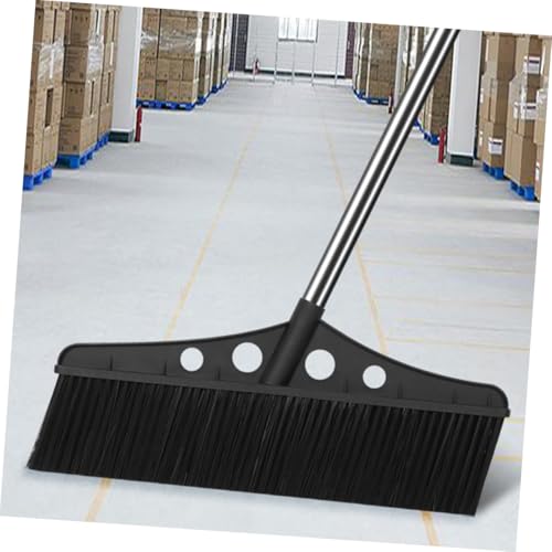 Wide Detachable Garden Broom with Long Handle Stainless Steel Deck Brush for Outdoor Sweeping for Warehouses Patios and Rough Surfaces