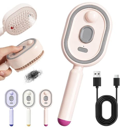 Electric Spray Air Cushion Massage Comb, 2026 New Air Cushion Brush with Self-Cleaning, Retractable Hairs Massage Brush for Frizzy Hair & Scalp Care, Relieve Hair Tangles and Dryness (Pink) - color: Pink