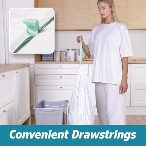 8 Gallon Drawstring Garbage Bags 0.8 Mil Ultra Strong Medium Kitchen Trash Bags Medium Plastic Bags - Individual, Unscented, White, 23"x27", 50 Count - size: 50 Count (Pack of 1)