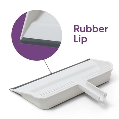 Superio 4-Pack Wide Plastic Dustpan with Comb - 16" Wide, Rubber Lip, Broom Handle Clip, White - color: White, size: 4 Pack