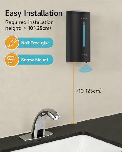 AIKE Classic Automatic Soap Dispenser,25 oz Liquid Wall Mount,MatteBlack Stainless Steel Finish Model AK1205E - color: Matteblack Stainless Steel