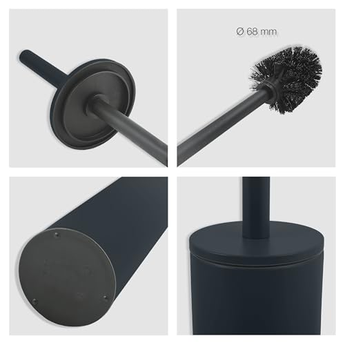 Spirella Toilet Brush with Stainless Steel Support Akira matt, Metal, Black/White, 40 x 9.5 x 9.5 cm - color: Black/White