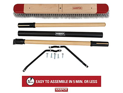 Harper 24 Inch Indoor Push Broom, Premium Heavy Duty Smooth-Surface Floor Cleaning with Flagged Bristles, Home and Garage Sweeping, Gray - style: Premium Indoor Smooth-Surface Push Broom