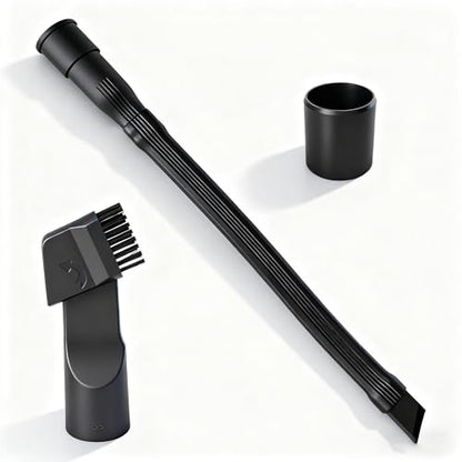 25" Long Flexible Crevice Tool Vacuum Cleaning Attachment with Removable Brush Head For All 1-1/4 inch or 1-3/8 inch Connector Hoses Helps Clean Cobwebs on Ceiling, Dryer Lint, Under Furniture